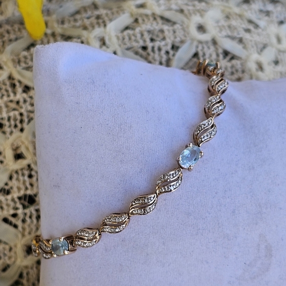 925 sterling with aquamarine semi precious stones - Picture 2 of 6